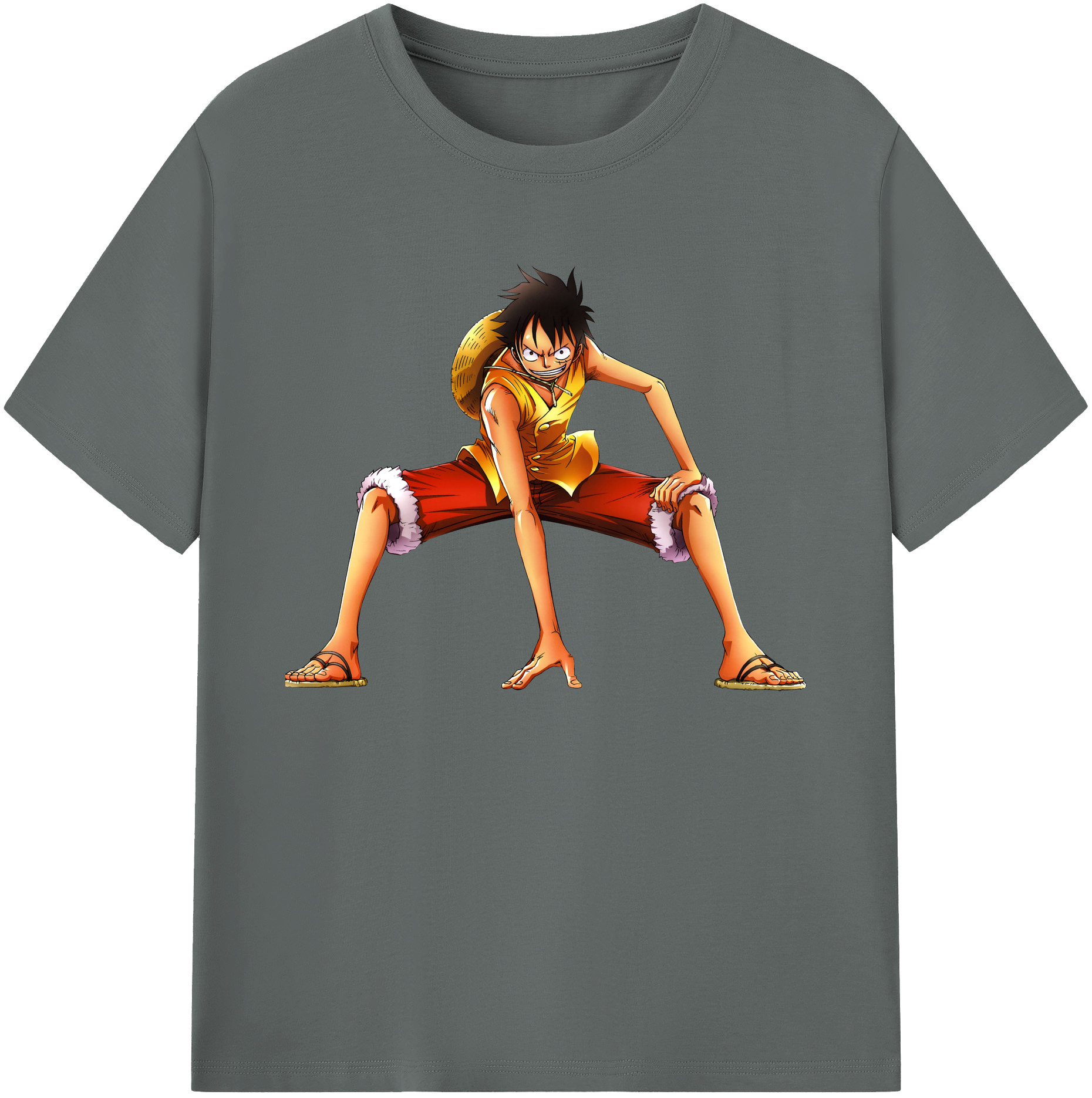ワンピース モンキー・D・ルフィ ONE PIECE Monkey D. Luffy 綿100％ メンズ半袖Tシャツ｜肌触りやわらか＆通気性